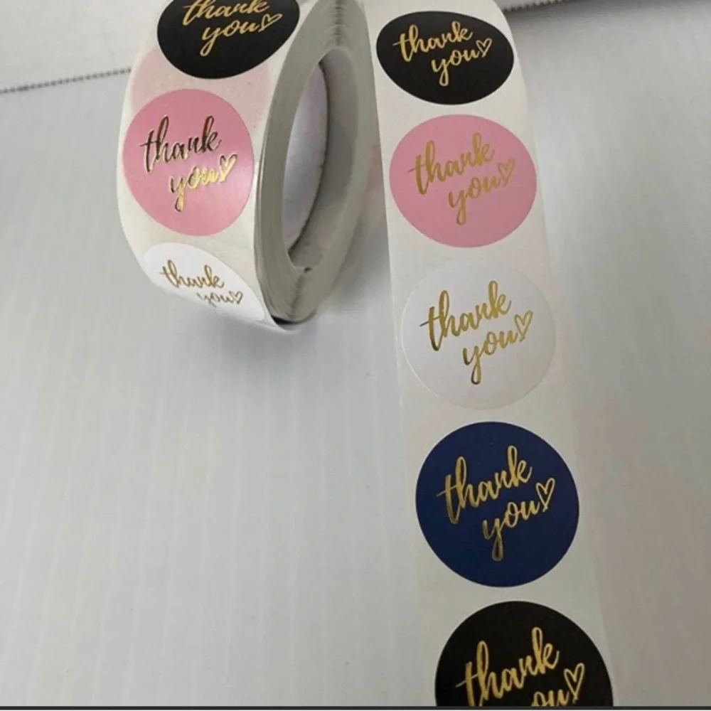 2 rolls Stickers “Thank you” (500 stickers each) in different colors